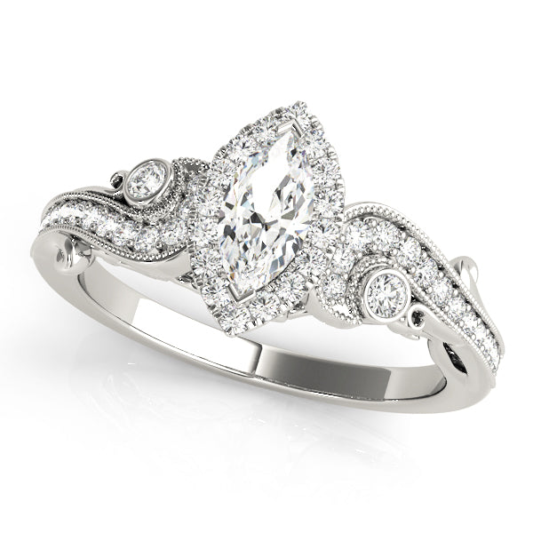 Marquise Vintage Halo Chanel Diamond Engagement Ring - Elgrissy Diamonds