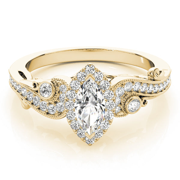 Marquise Vintage Halo Chanel Diamond Engagement Ring - Elgrissy Diamonds