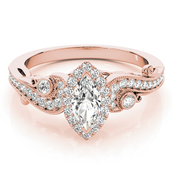 Marquise Vintage Halo Chanel Diamond Engagement Ring - Elgrissy Diamonds