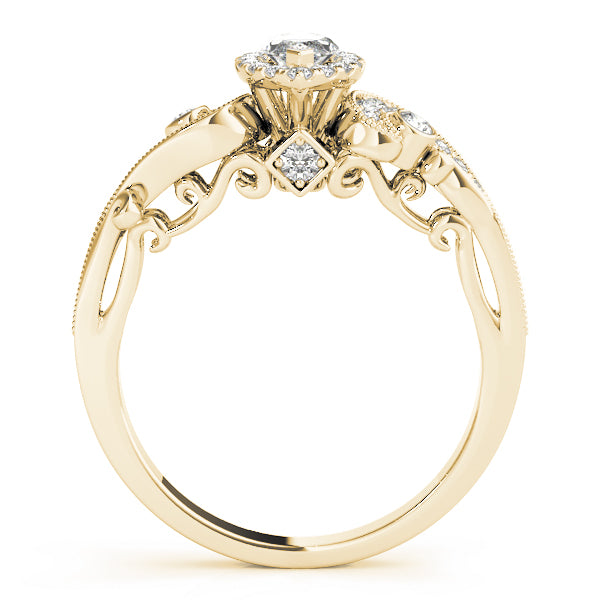 Marquise Vintage Halo Chanel Diamond Engagement Ring - Elgrissy Diamonds