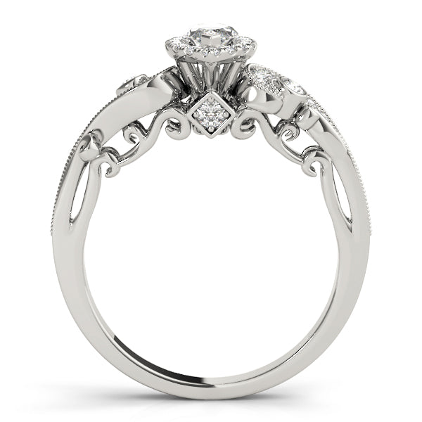Marquise Vintage Halo Chanel Diamond Engagement Ring - Elgrissy Diamonds
