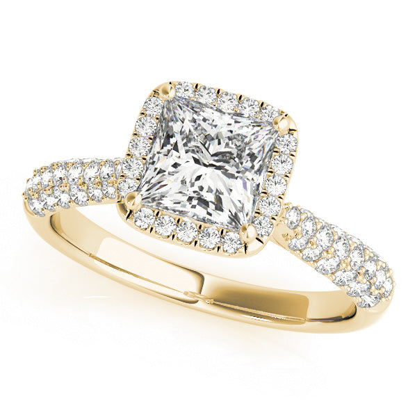 Three Rows Pavé Tapered Princess Cut Engagement Ring - Elgrissy Diamonds