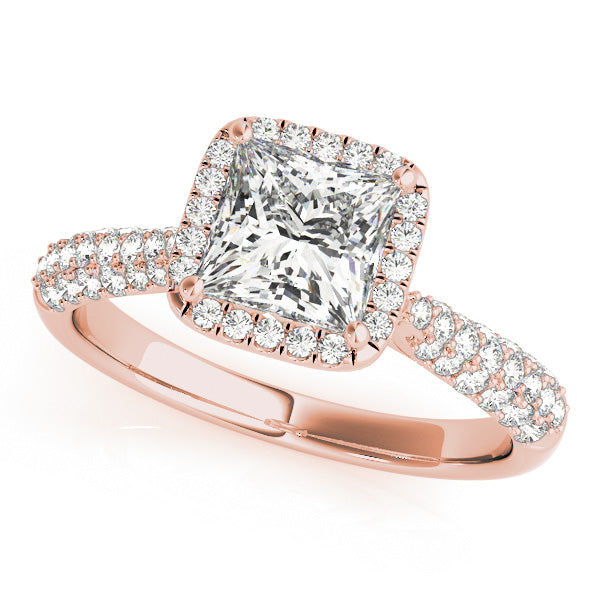 Three Rows Pavé Tapered Princess Cut Engagement Ring - Elgrissy Diamonds