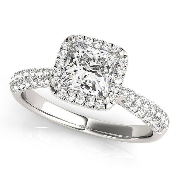 Three Rows Pavé Tapered Princess Cut Engagement Ring - Elgrissy Diamonds