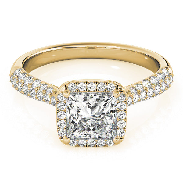 Three Rows Pavé Tapered Princess Cut Engagement Ring - Elgrissy Diamonds