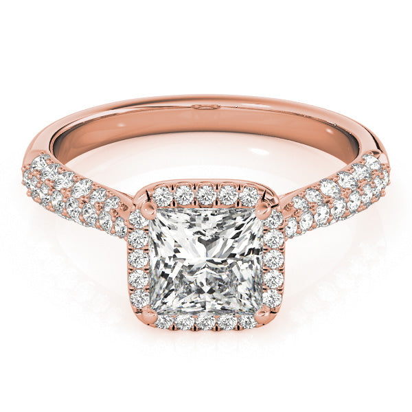 Three Rows Pavé Tapered Princess Cut Engagement Ring - Elgrissy Diamonds