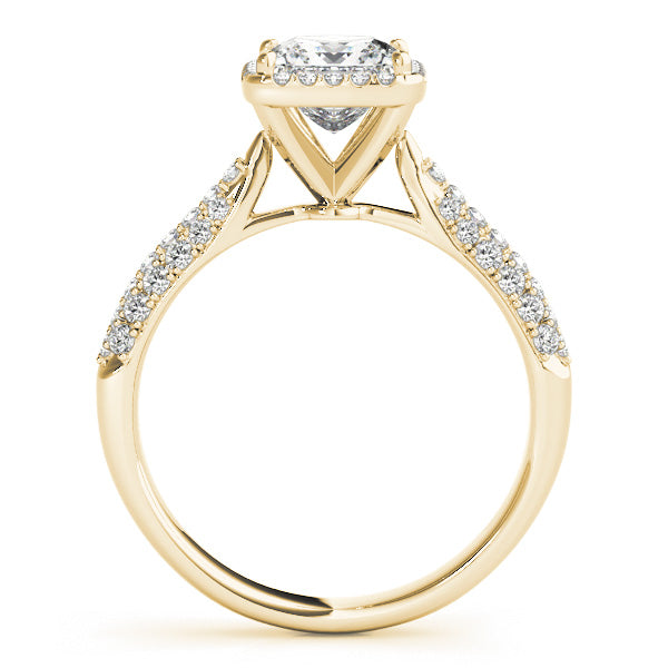 Three Rows Pavé Tapered Princess Cut Engagement Ring - Elgrissy Diamonds