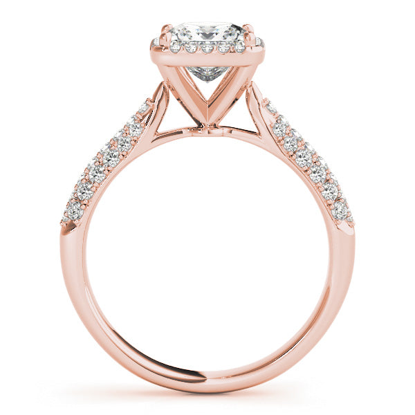 Three Rows Pavé Tapered Princess Cut Engagement Ring - Elgrissy Diamonds