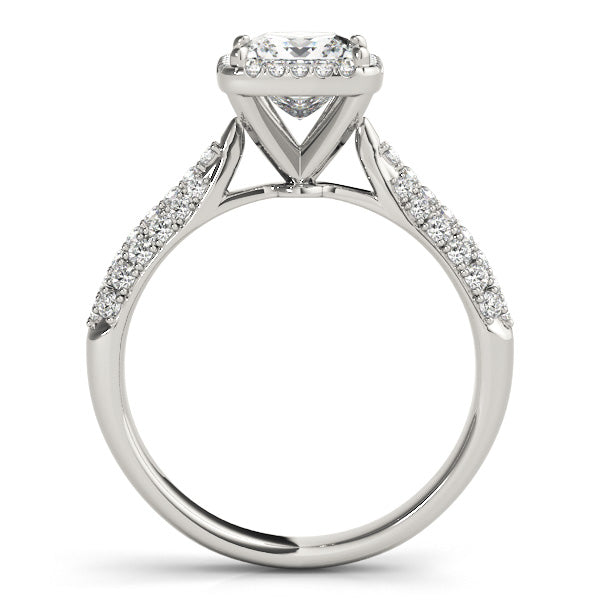 Three Rows Pavé Tapered Princess Cut Engagement Ring - Elgrissy Diamonds
