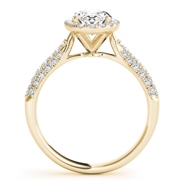 Tapered Three Rows Pavé Halo Oval Engagement Ring - Elgrissy Diamonds