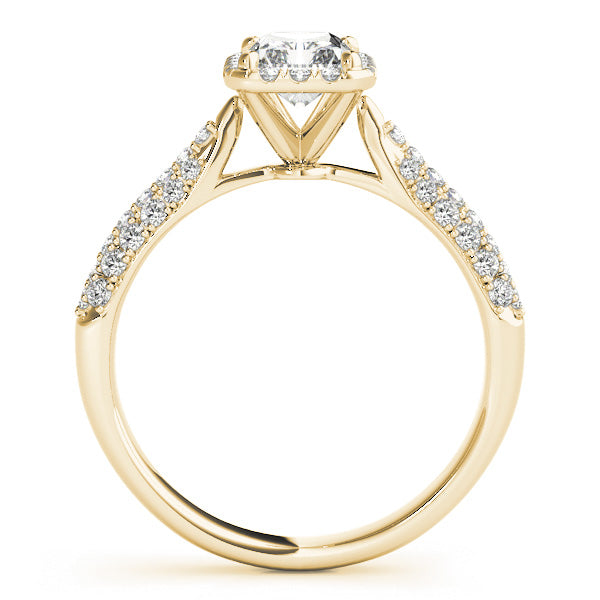 Three Rows Pavé Tapered Halo Emerald Cut Engagement Ring - Elgrissy Diamonds