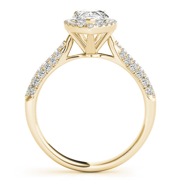 Three Rows Pavé Tapered Halo Pear Shape Engagement Ring - Elgrissy Diamonds