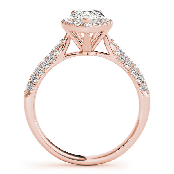 Three Rows Pavé Tapered Halo Pear Shape Engagement Ring - Elgrissy Diamonds