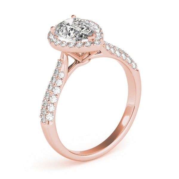Three Rows Pavé Tapered Halo Pear Shape Engagement Ring - Elgrissy Diamonds