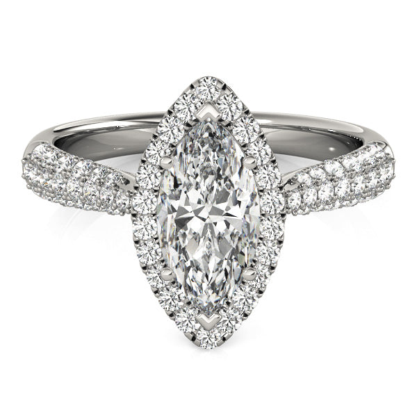 Marquise Halo Royal Pave Diamond Engagement Ring - Elgrissy Diamonds