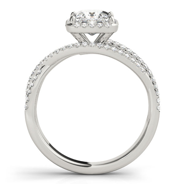 Multi Row Free Form Halo Princess Cut Engagement Ring - Elgrissy Diamonds