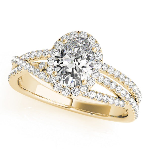 Multi Row Split Shank Oval Halo Engagement Ring - Elgrissy Diamonds