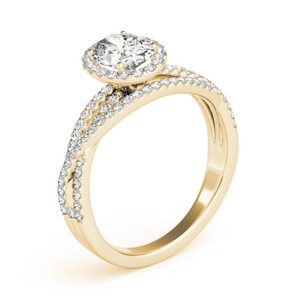 Multi Row Split Shank Oval Halo Engagement Ring - Elgrissy Diamonds