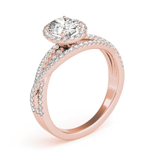 Multi Row Split Shank Oval Halo Engagement Ring - Elgrissy Diamonds