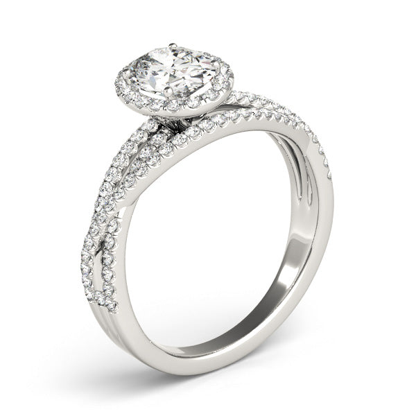 Multi Row Split Shank Oval Halo Engagement Ring - Elgrissy Diamonds