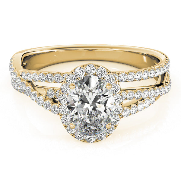 Multi Row Split Shank Oval Halo Engagement Ring - Elgrissy Diamonds