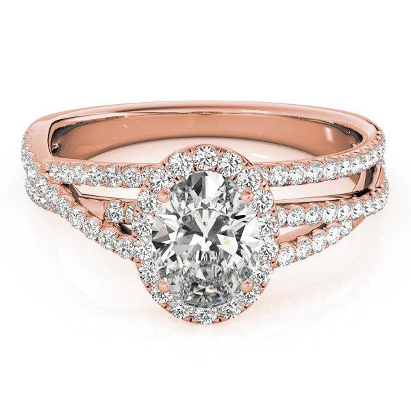 Multi Row Split Shank Oval Halo Engagement Ring - Elgrissy Diamonds