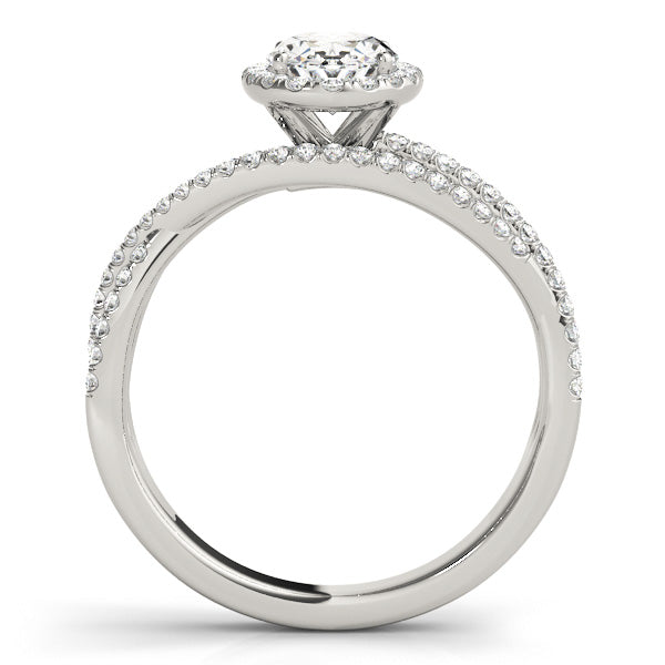 Multi Row Split Shank Oval Halo Engagement Ring - Elgrissy Diamonds