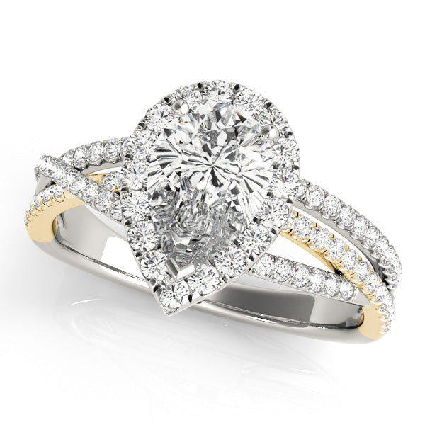 Multi Free Row Halo Pear Shape Engagement Ring - Elgrissy Diamonds