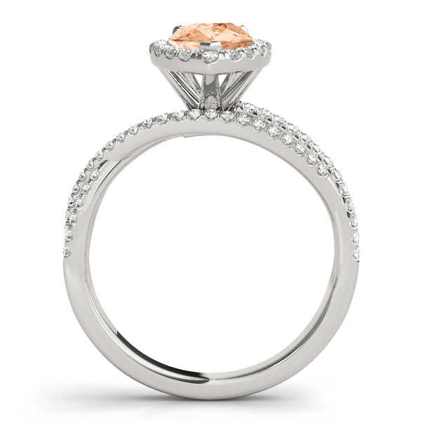 Multi Free Row Halo Pear Shape Engagement Ring - Elgrissy Diamonds