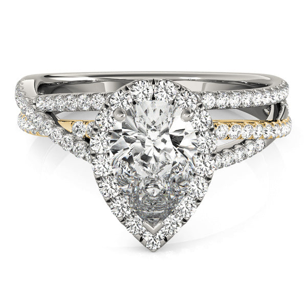 Multi Free Row Halo Pear Shape Engagement Ring - Elgrissy Diamonds