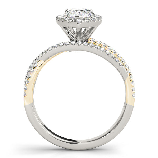 Multi Free Row Halo Pear Shape Engagement Ring - Elgrissy Diamonds