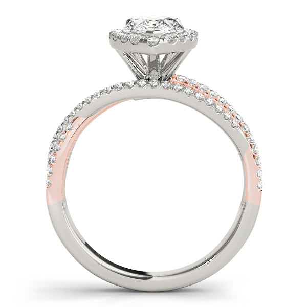 Multi Free Row Halo Pear Shape Engagement Ring - Elgrissy Diamonds