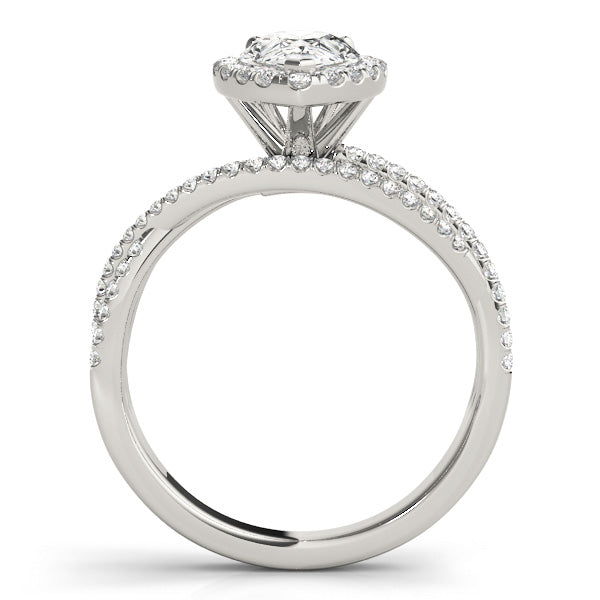 Multi Free Row Halo Pear Shape Engagement Ring - Elgrissy Diamonds