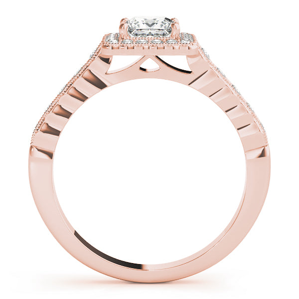 Halo Milgrain Princess Cut Engagement Ring - Elgrissy Diamonds