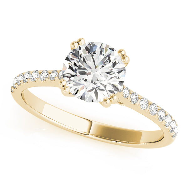 Simple Pavé Cathedral Round Engagement Ring - Elgrissy Diamonds