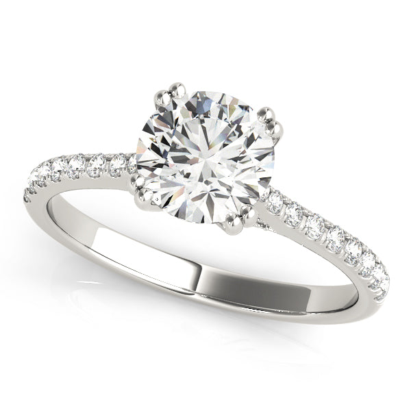 Simple Pavé Cathedral Round Engagement Ring - Elgrissy Diamonds