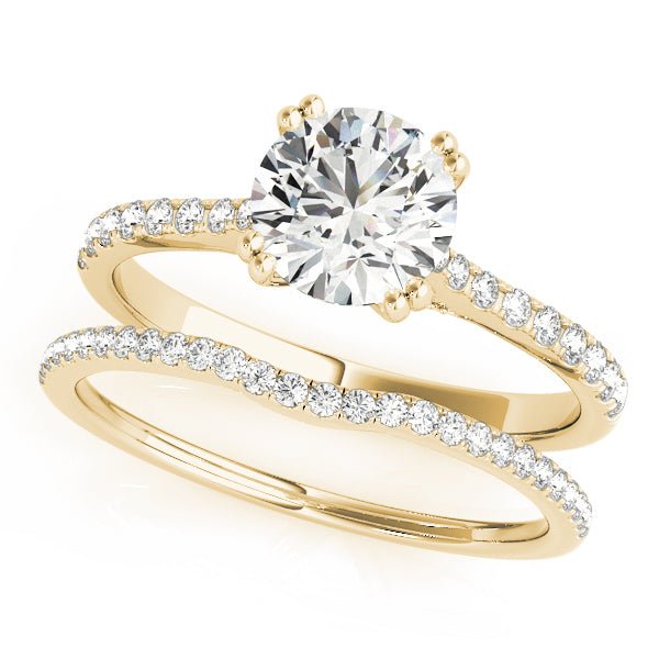 Simple Pavé Cathedral Round Engagement Ring - Elgrissy Diamonds