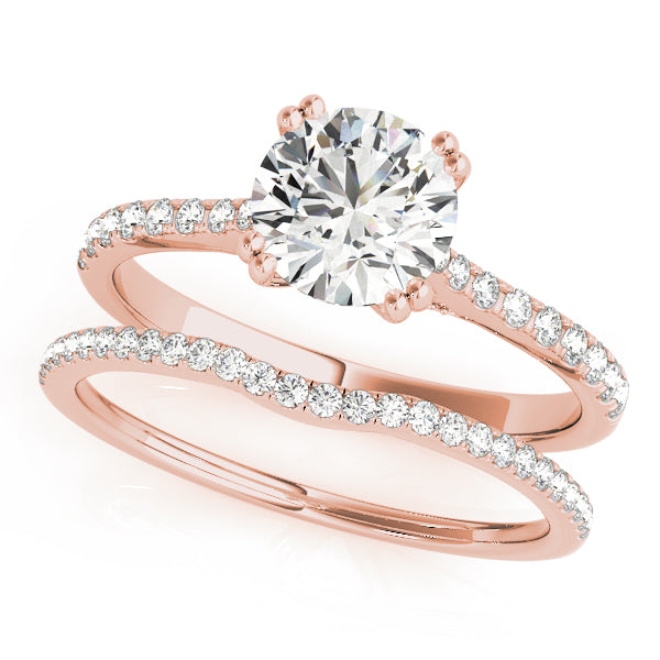 Simple Pavé Cathedral Round Engagement Ring - Elgrissy Diamonds