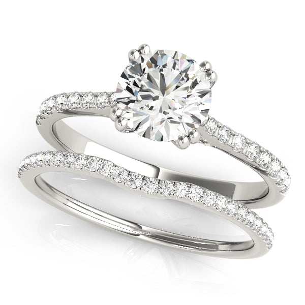 Simple Pavé Cathedral Round Engagement Ring - Elgrissy Diamonds