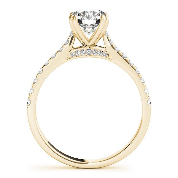 Simple Pavé Cathedral Round Engagement Ring - Elgrissy Diamonds