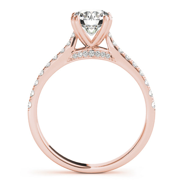 Simple Pavé Cathedral Round Engagement Ring - Elgrissy Diamonds