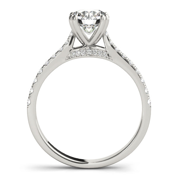 Simple Pavé Cathedral Round Engagement Ring - Elgrissy Diamonds