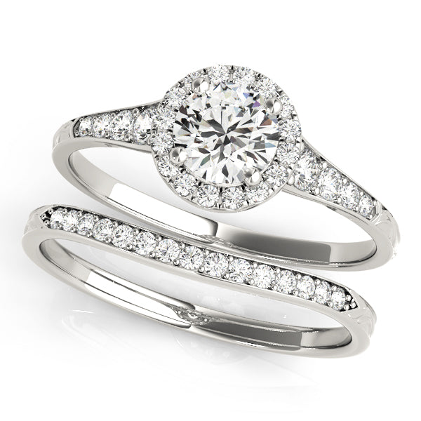 Halo Filigree Round Engagement Ring - Elgrissy Diamonds