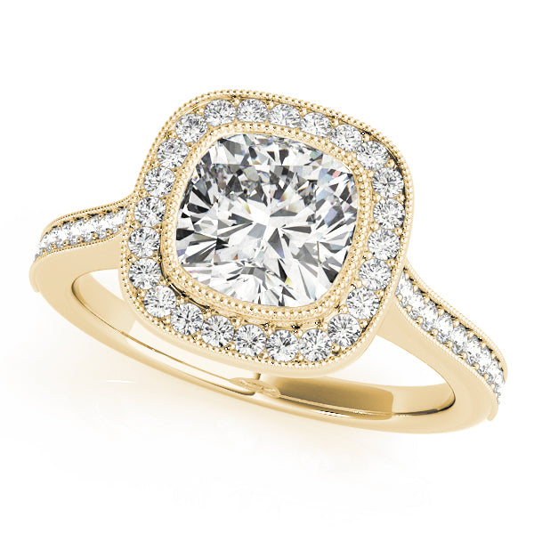 Bezel Halo Channel Pavé Wrapped Cushion Engagement Ring - Elgrissy Diamonds