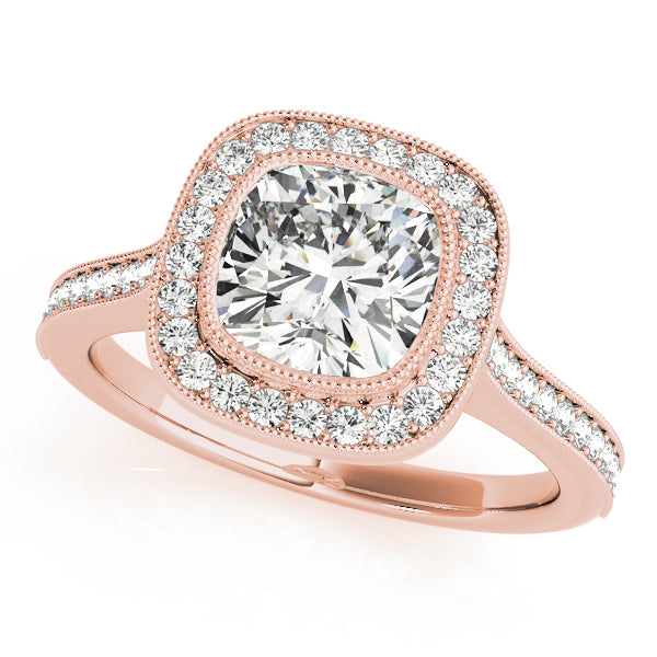 Bezel Halo Channel Pavé Wrapped Cushion Engagement Ring - Elgrissy Diamonds