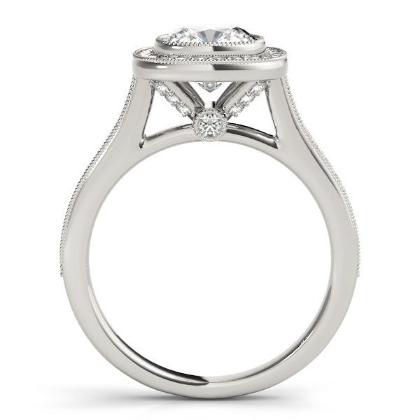 Bezel Halo Channel Pavé Wrapped Cushion Engagement Ring - Elgrissy Diamonds