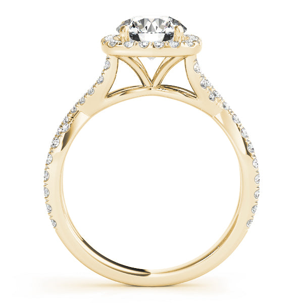 Halo Pavé Crossover Cathedral Round Engagement Ring - Elgrissy Diamonds