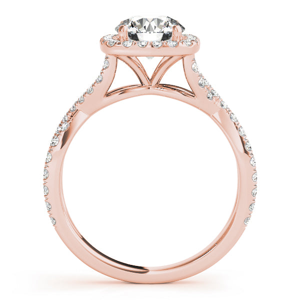 Halo Pavé Crossover Cathedral Round Engagement Ring - Elgrissy Diamonds