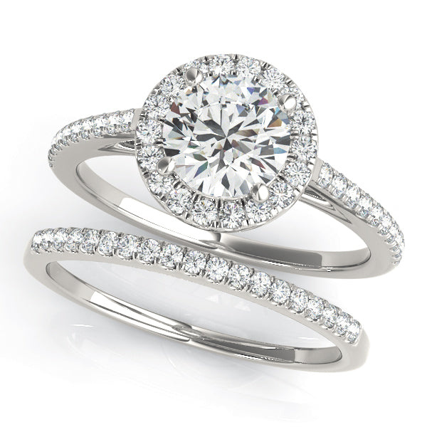 Halo Pavé Cathedral Round Engagement Ring - Elgrissy Diamonds