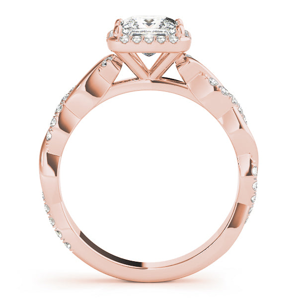 Pavé Twisted Shank Halo Princess Cut Engagement Ring - Elgrissy Diamonds